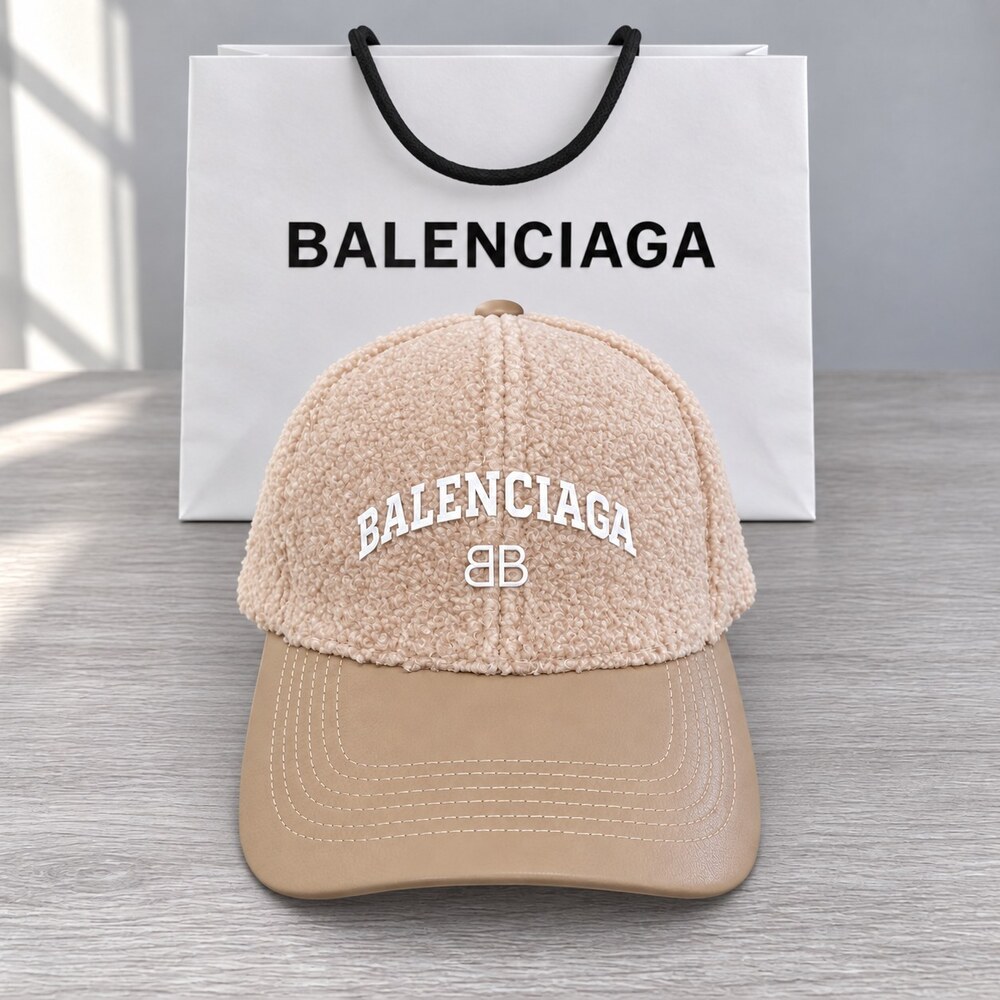 Balenciaga Teddy Leather Beige Cap